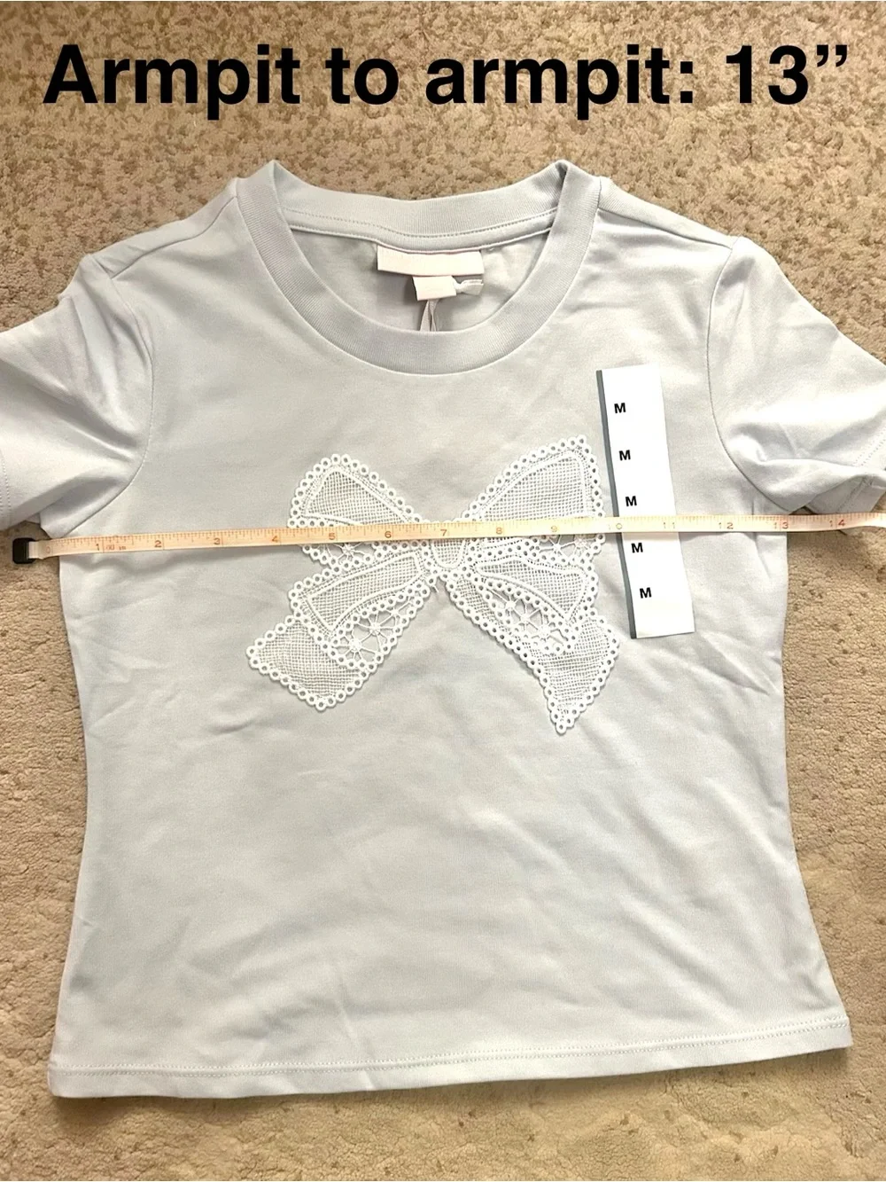 Love Shack Fancy x Target Girls Blue Maeve Applique Bow T-Shirt M